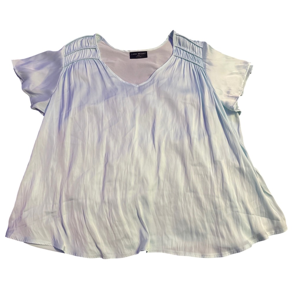 Lane Bryant‎ Women's Plus Size Ice Blue Satin Flutter Sleeve Blouse 22/24